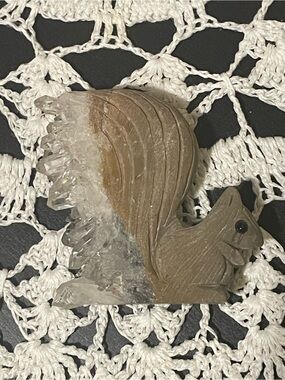Crystal Geode Squirrel Figurine - Brown and Clear